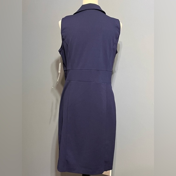 NWTs Ile NewYork navy blue button front collared dress with stretch size 10 - Picture 4 of 11